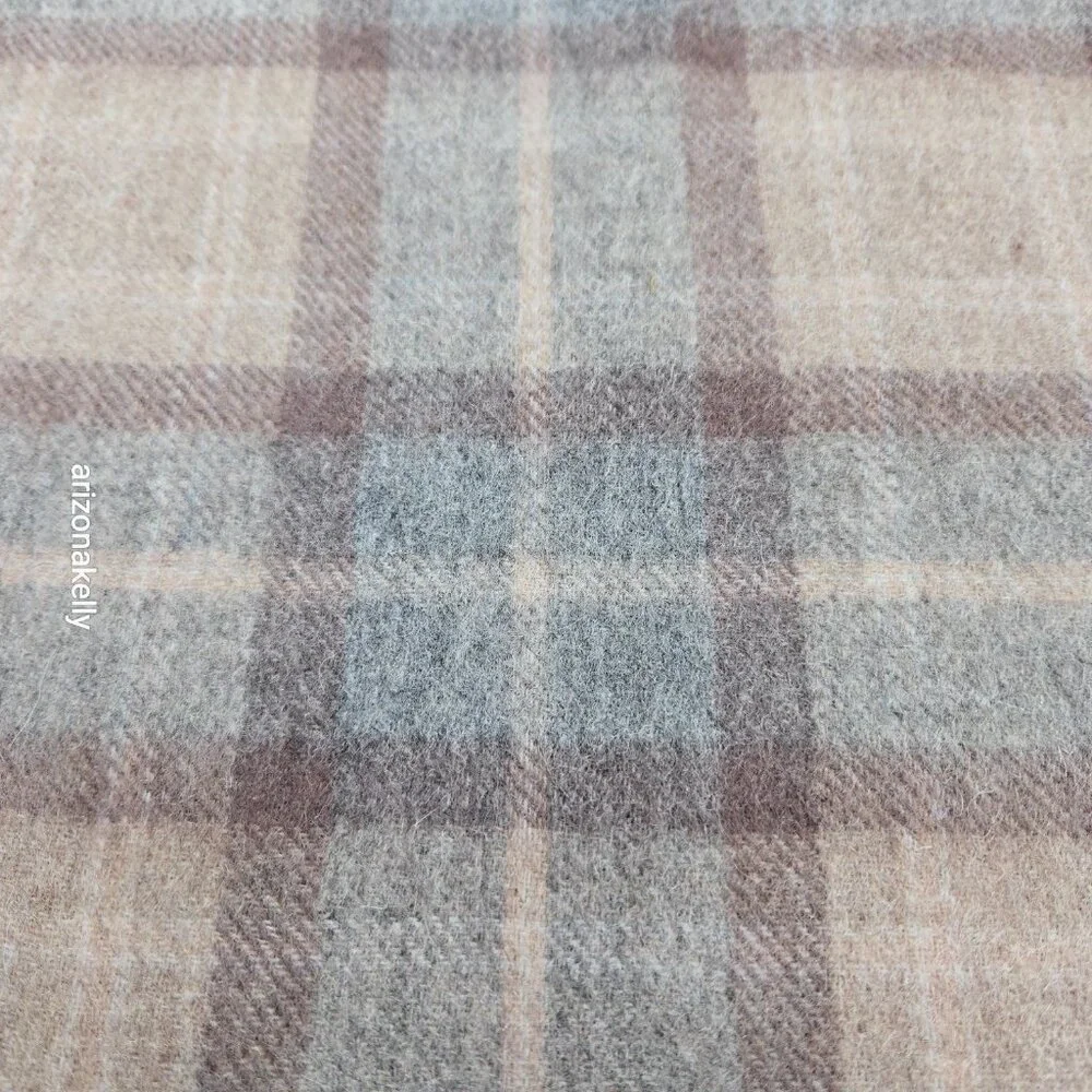 NWT James Pringle Weavers 100% Wool Plaid MacKellar Tan, Grey & Brown